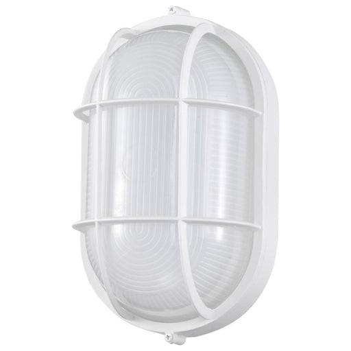 SATCO/NUVO 18.5W LED Oval Bulk Head Outdoor Fixture 1100Lm 90 CRI 120V 3000K White Finish - White Glass (62-1390)