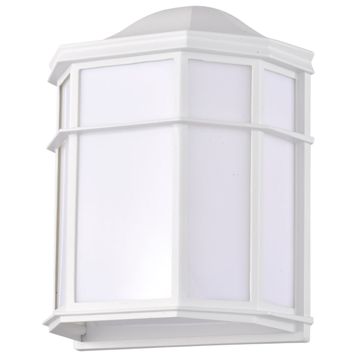 SATCO/NUVO 13.5W LED Cage Lantern Outdoor Fixture 745Lm 90 CRI 120V 3000K White Finish - White Linen Lens (62-1396)