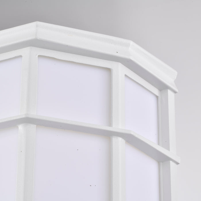 SATCO/NUVO 13.5W LED Cage Lantern Outdoor Fixture 745Lm 90 CRI 120V 3000K White Finish - White Linen Lens (62-1396)