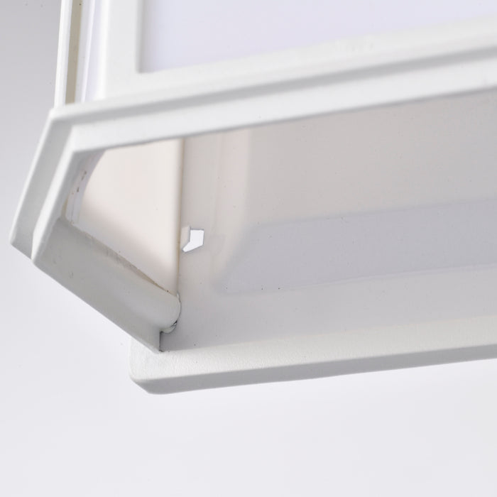 SATCO/NUVO 13.5W LED Cage Lantern Outdoor Fixture 745Lm 90 CRI 120V 3000K White Finish - White Linen Lens (62-1396)