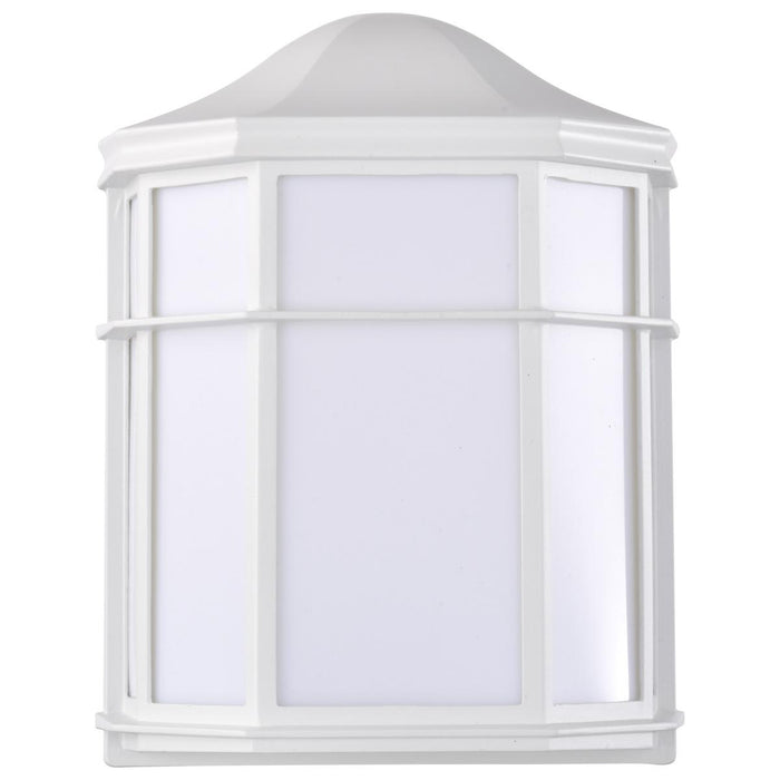 SATCO/NUVO 13.5W LED Cage Lantern Outdoor Fixture 745Lm 90 CRI 120V 3000K White Finish - White Linen Lens (62-1396)