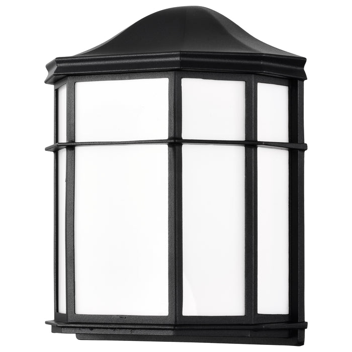 SATCO/NUVO 13.5W LED Cage Lantern Outdoor Fixture 745Lm 90 CRI 120V 3000K Black Finish - White Linen Lens (62-1397)