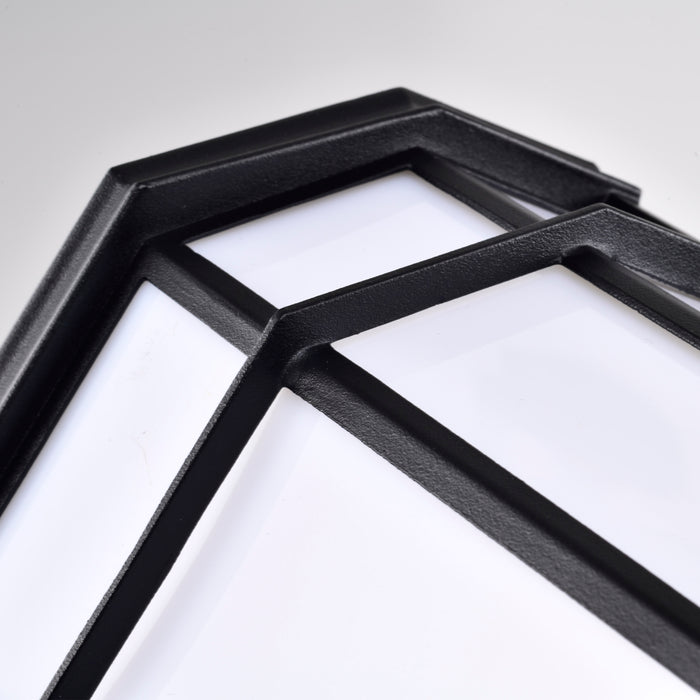 SATCO/NUVO 13.5W LED Cage Lantern Outdoor Fixture 745Lm 90 CRI 120V 3000K Black Finish - White Linen Lens (62-1397)