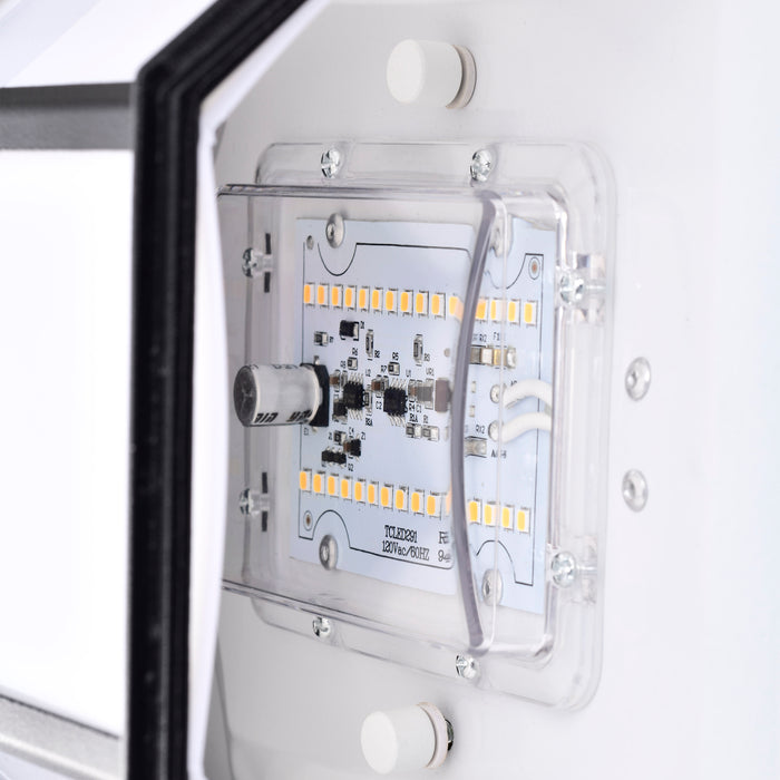 SATCO/NUVO 13.5W LED Cage Lantern Outdoor Fixture 745Lm 90 CRI 120V 3000K Black Finish - White Linen Lens (62-1397)