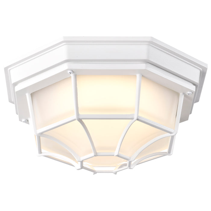 SATCO/NUVO 18.5W LED Spider Cage Outdoor Fixture 1100Lm 90 CRI 120V 3000K White Finish - Frosted Glass (62-1399)