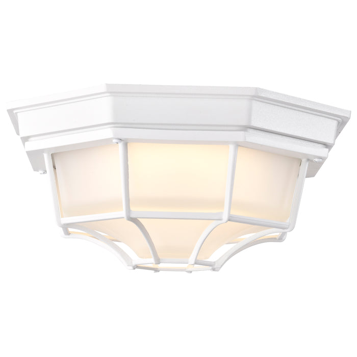 SATCO/NUVO 18.5W LED Spider Cage Outdoor Fixture 1100Lm 90 CRI 120V 3000K White Finish - Frosted Glass (62-1399)