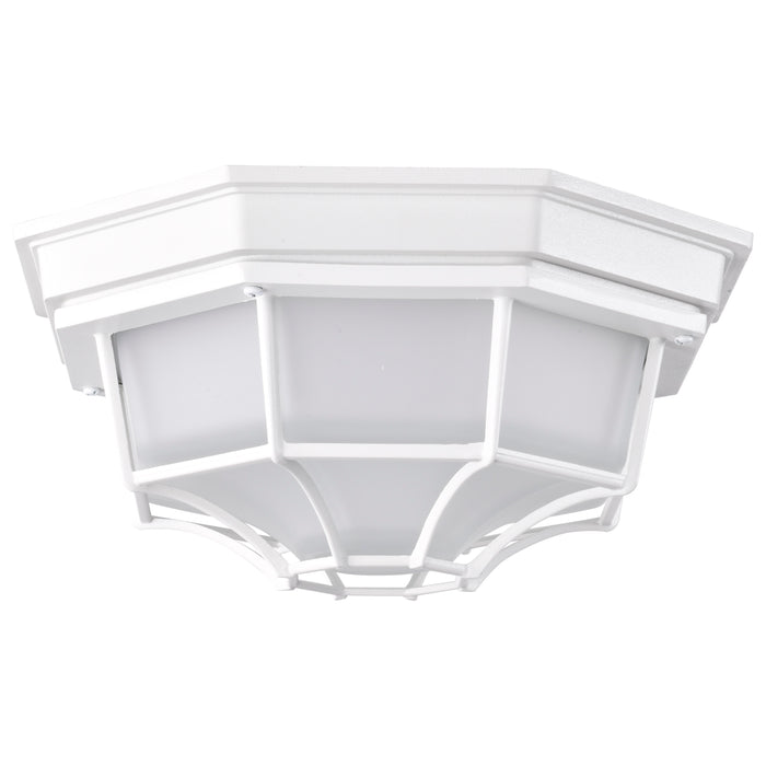 SATCO/NUVO 18.5W LED Spider Cage Outdoor Fixture 1100Lm 90 CRI 120V 3000K White Finish - Frosted Glass (62-1399)