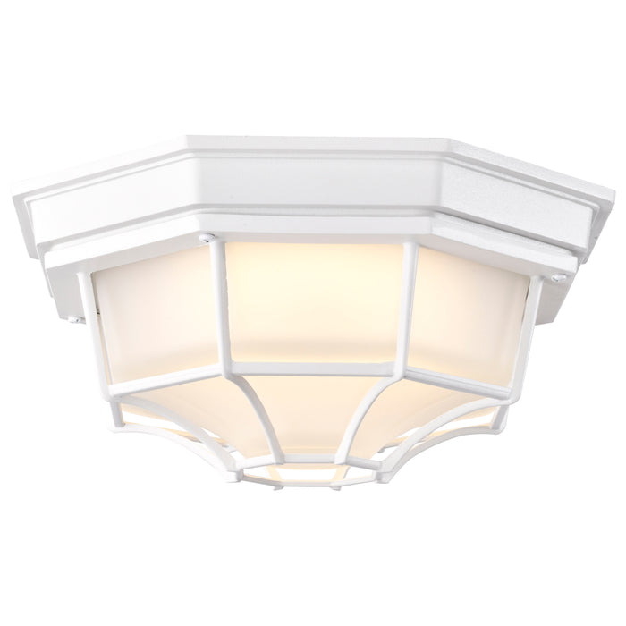 SATCO/NUVO 18.5W LED Spider Cage Outdoor Fixture 1100Lm 90 CRI 120V 3000K White Finish - Frosted Glass (62-1399)
