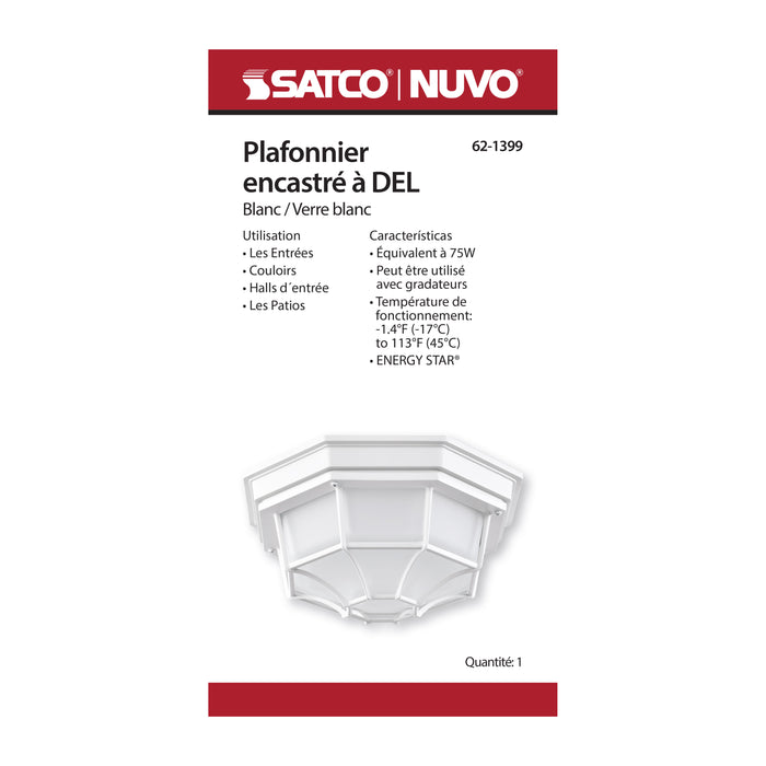 SATCO/NUVO 18.5W LED Spider Cage Outdoor Fixture 1100Lm 90 CRI 120V 3000K White Finish - Frosted Glass (62-1399)