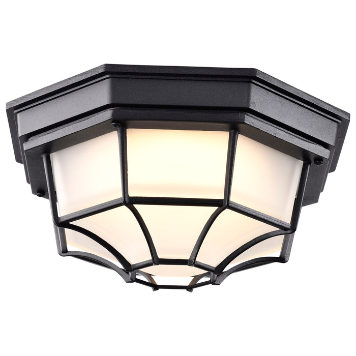 SATCO/NUVO 18.5W LED Spider Cage Outdoor Fixture 1100Lm 90 CRI 120V 3000K Black Finish - Frosted Glass (62-1400)