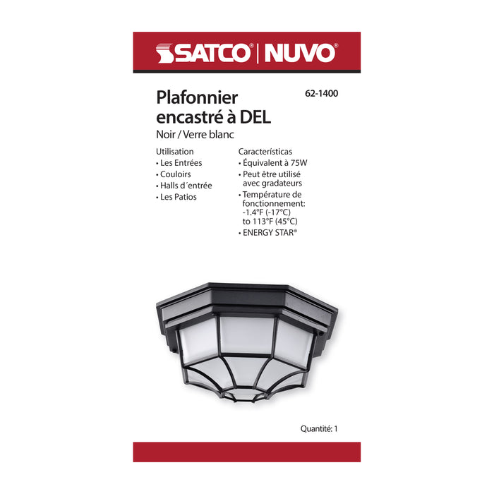 SATCO/NUVO 18.5W LED Spider Cage Outdoor Fixture 1100Lm 90 CRI 120V 3000K Black Finish - Frosted Glass (62-1400)