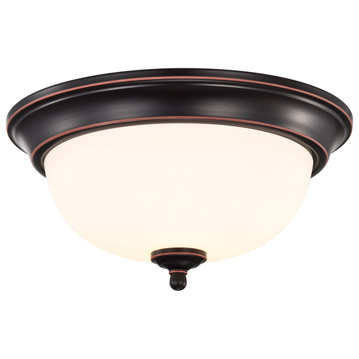 SATCO/NUVO Center Lock 13 Inch LED Flush Mount 19W 3000K Mahogany Bronze Finish Frosted Glass (62-1558)