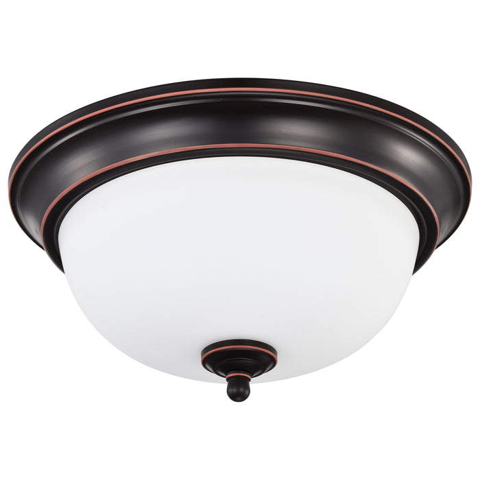 SATCO/NUVO Center Lock 13 Inch LED Flush Mount 19W 3000K Mahogany Bronze Finish Frosted Glass (62-1558)