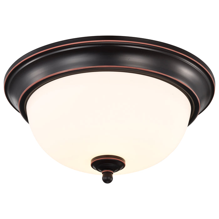 SATCO/NUVO Center Lock 13 Inch LED Flush Mount 19W 3000K Mahogany Bronze Finish Frosted Glass (62-1558)