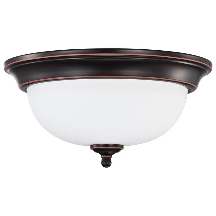 SATCO/NUVO Center Lock 13 Inch LED Flush Mount 19W 3000K Mahogany Bronze Finish Frosted Glass (62-1558)