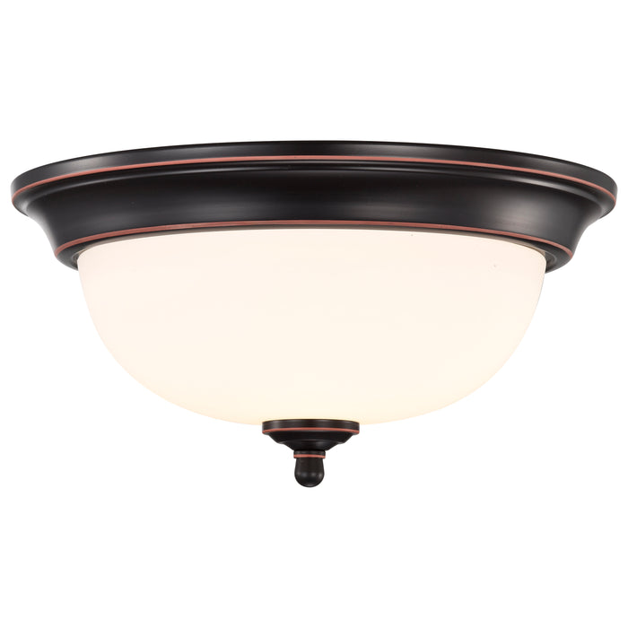 SATCO/NUVO Center Lock 13 Inch LED Flush Mount 19W 3000K Mahogany Bronze Finish Frosted Glass (62-1558)