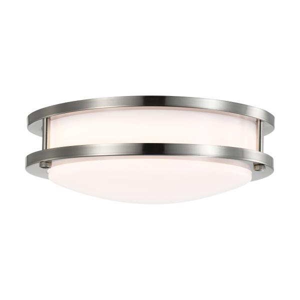 SATCO/NUVO 16W 10 Inch LED Flush Mount Fixture 3000K Dimmable Brushed Nickel White Lens (62-1561)
