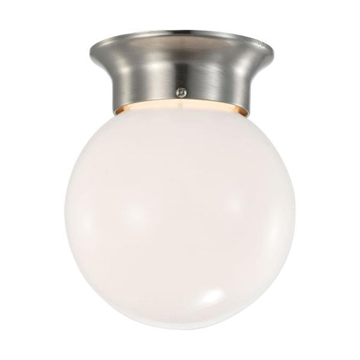 SATCO/NUVO 8W 6 Inch LED Flush Mount Fixture 3000K Dimmable Brushed Nickel Frosted Glass (62-1565)