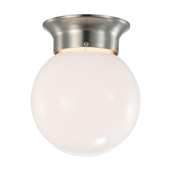 SATCO/NUVO 8W 6 Inch LED Flush Mount Fixture 3000K Dimmable Brushed Nickel Frosted Glass (62-1565)