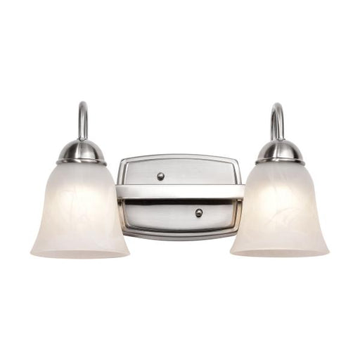 SATCO/NUVO 15W LED 2-Light Vanity Fixture 3000K Brushed Nickel With Alabaster Glass (62-1568)