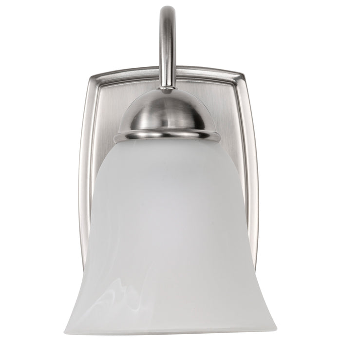 SATCO/NUVO 8W LED 1 Light Vanity Fixture 3000K Brushed Nickel With Alabaster Glass With Switch (62-1569)