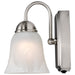 SATCO/NUVO 8W LED 1 Light Vanity Fixture 3000K Brushed Nickel With Alabaster Glass With Switch (62-1569)