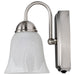 SATCO/NUVO 8W LED 1 Light Vanity Fixture 3000K Brushed Nickel With Alabaster Glass With Switch (62-1569)