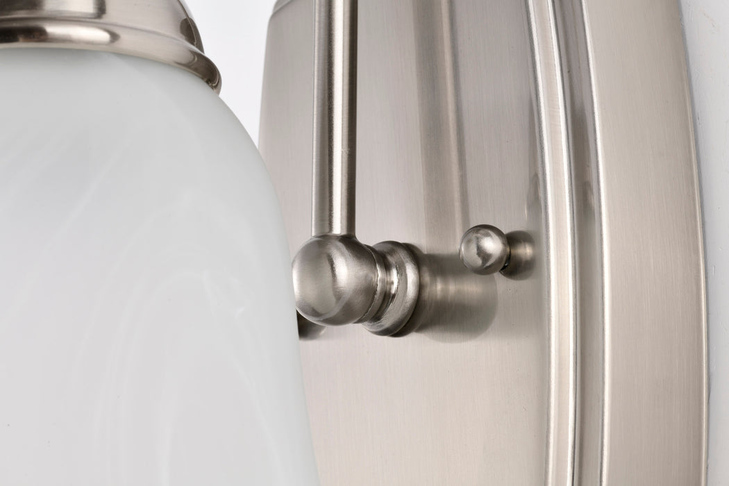 SATCO/NUVO 8W LED 1 Light Vanity Fixture 3000K Brushed Nickel With Alabaster Glass With Switch (62-1569)