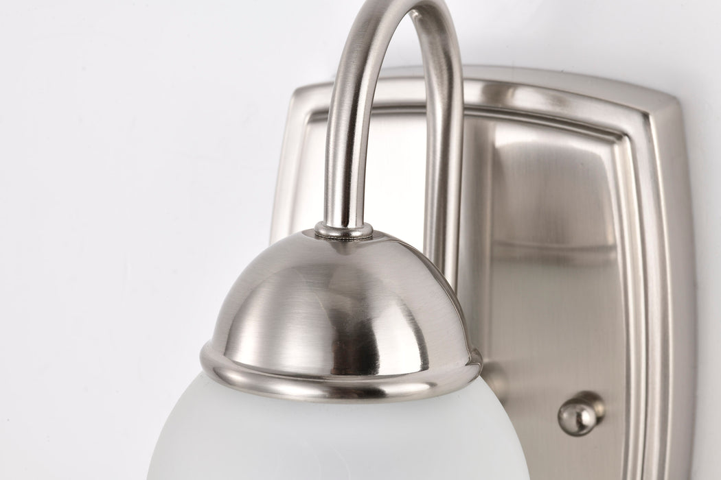 SATCO/NUVO 8W LED 1 Light Vanity Fixture 3000K Brushed Nickel With Alabaster Glass With Switch (62-1569)