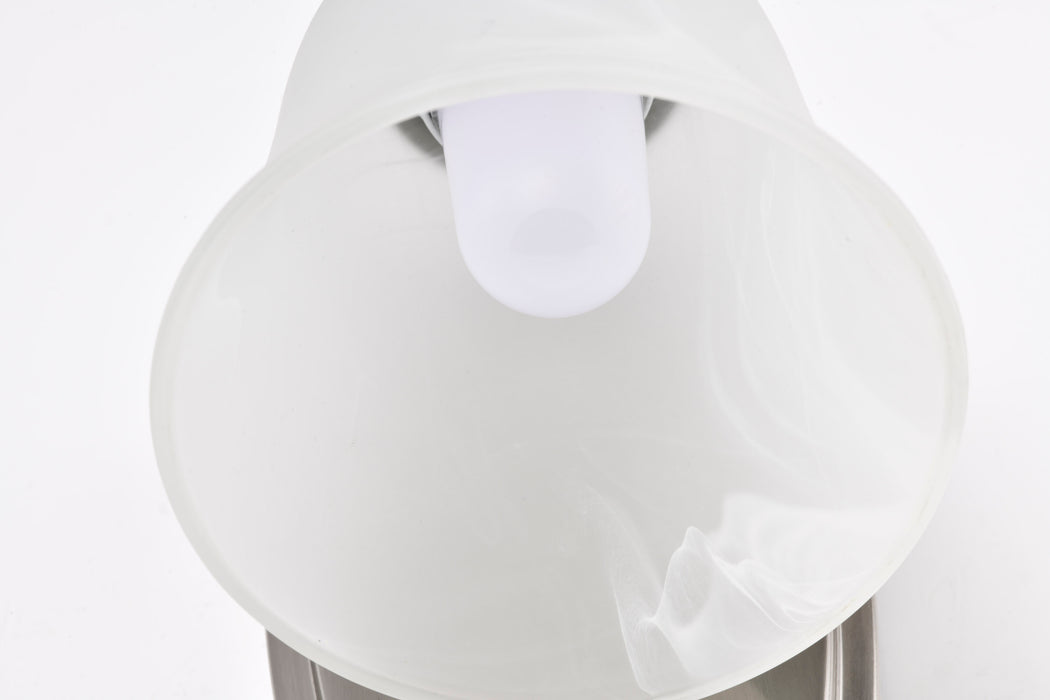 SATCO/NUVO 8W LED 1 Light Vanity Fixture 3000K Brushed Nickel With Alabaster Glass With Switch (62-1569)