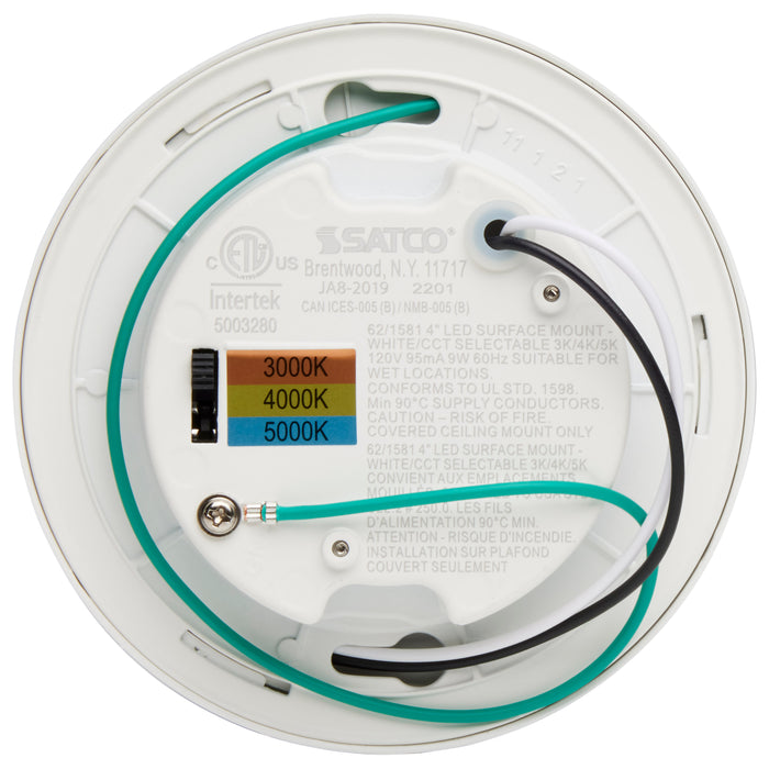 SATCO/NUVO 4 Inch LED Surface Mount Fixture CCT Selectable 3000K/4000K/5000K White (62-1581)