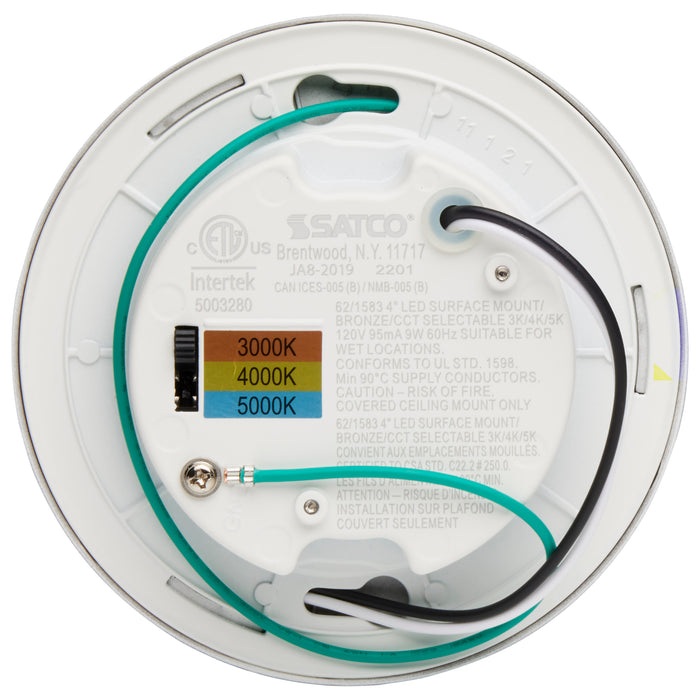 SATCO/NUVO 4 Inch LED Surface Mount Fixture CCT Selectable 3000K/4000K/5000K Bronze (62-1583)