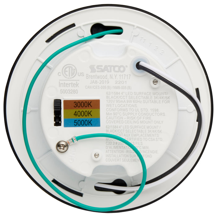 SATCO/NUVO 4 Inch LED Surface Mount Fixture CCT Selectable 3000K/4000K/5000K Black (62-1584)