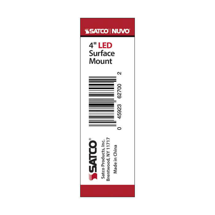 SATCO/NUVO 4 Inch LED Surface Mount Fixture CCT Selectable 3000K/4000K/5000K Black (62-1584)
