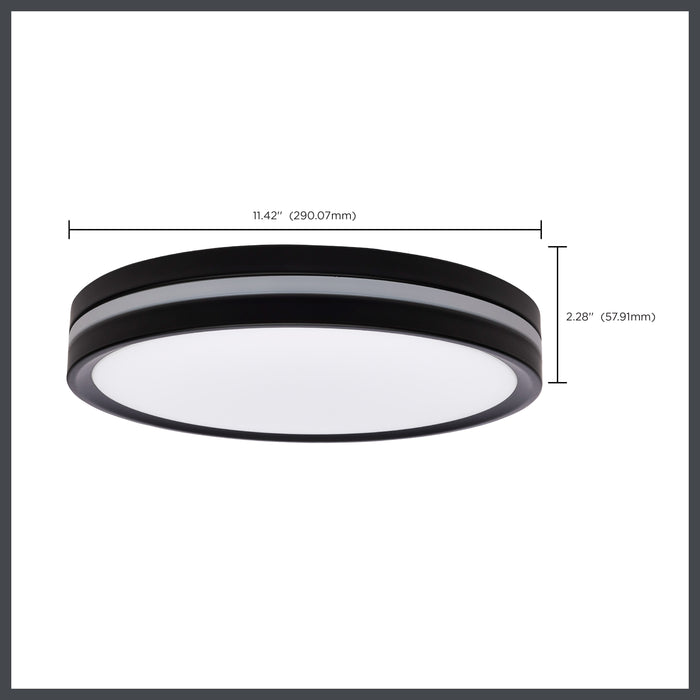 SATCO/NUVO 11 Inch Surface Mount With Night Light CCT Selectable 2700K/3000K/3500K/4000K/5000K Matte Black Finish (62-1691)