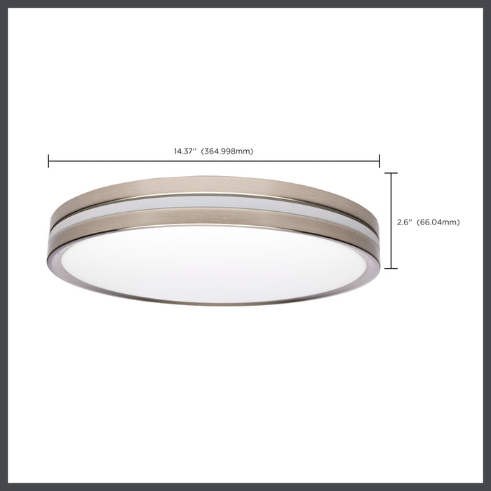 SATCO/NUVO 15 Inch Surface Mount With Night Light CCT Selectable 2700K/3000K/3500K/4000K/5000K Brushed Nickel Finish (62-1692)