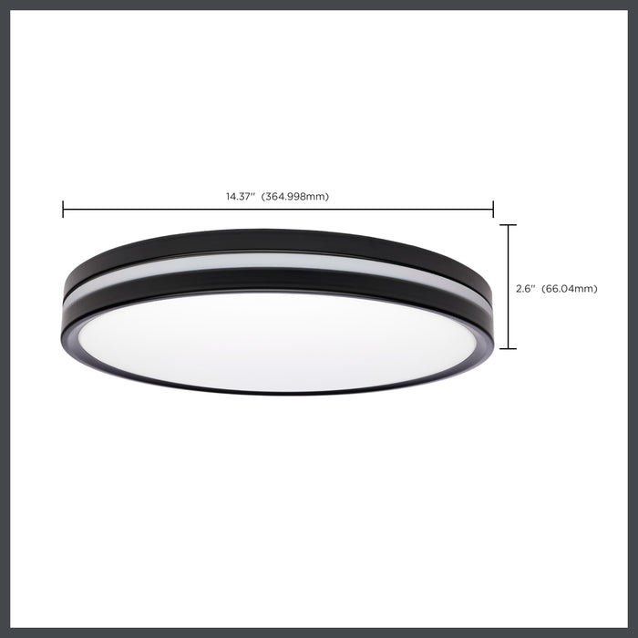SATCO/NUVO 15 Inch Surface Mount With Night Light CCT Selectable 2700K/3000K/3500K/4000K/5000K Matte Black Finish (62-1693)