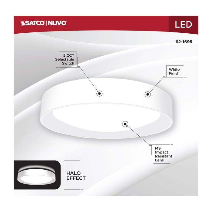 SATCO/NUVO Selene 13 Inch 22W LED Flush Mount CCT Selectable 2700K/3000K/3500K/4000K/500K White Finish (62-1695)