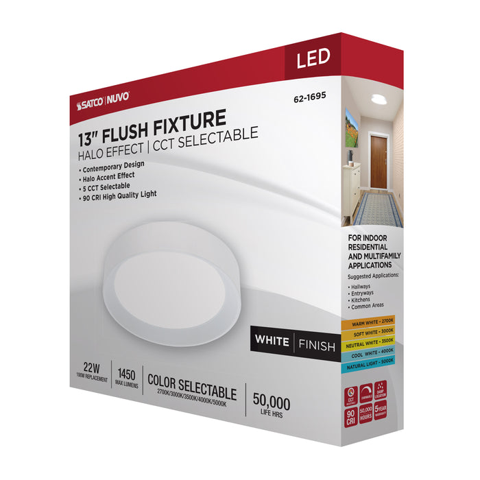 SATCO/NUVO Selene 13 Inch 22W LED Flush Mount CCT Selectable 2700K/3000K/3500K/4000K/500K White Finish (62-1695)