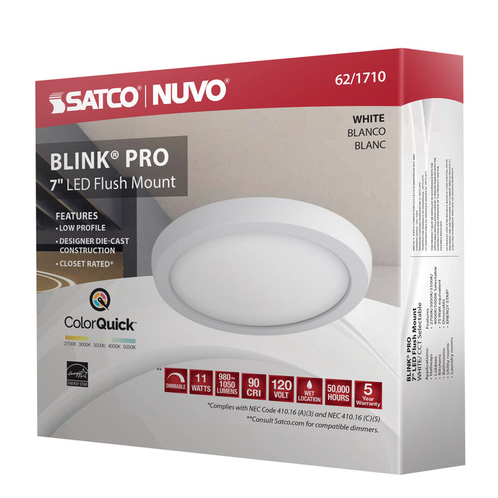 SATCO/NUVO Blink - 11W 7 Inch LED Fixture CCT Selectable 2700K/3000K/3500K/4000K/5000K Round Shape White Finish 120V (62-1710)