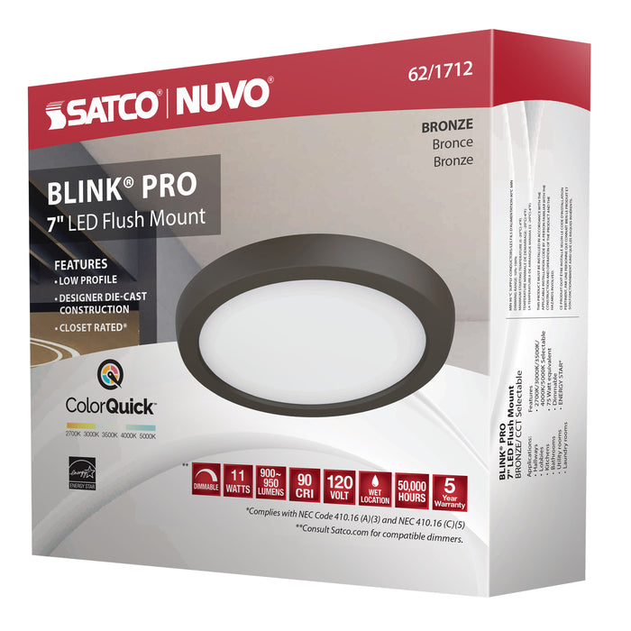 SATCO/NUVO Blink - 11W 7 Inch LED Fixture CCT Selectable 2700K/3000K/3500K/4000K/5000K Round Shape Bronze Finish 120V (62-1712)