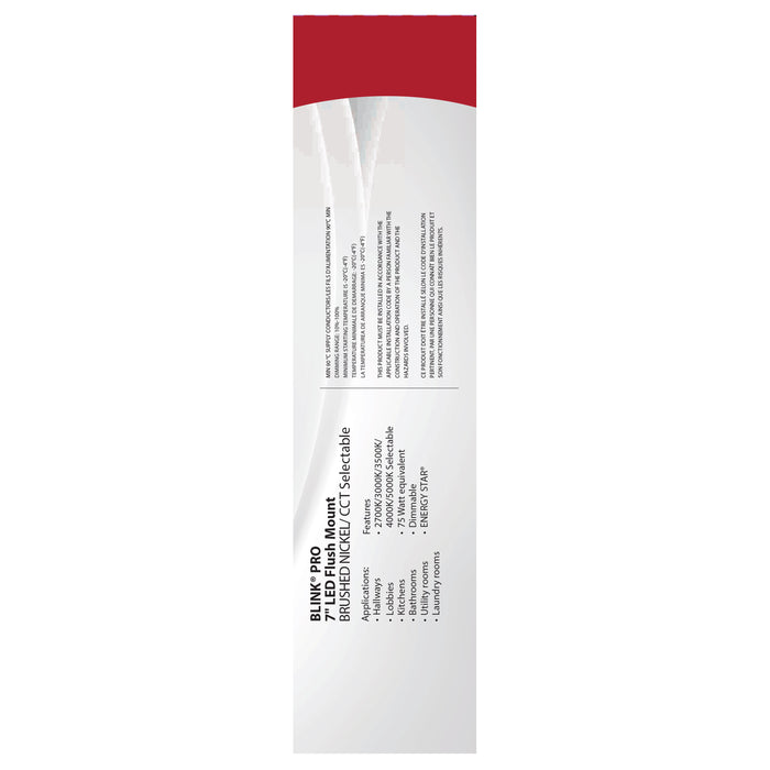 SATCO/NUVO Blink - 11W 7 Inch LED Fixture CCT Selectable 2700K/3000K/3500K/4000K/5000K Round Shape Brushed Nickel Finish 120V (62-1713)