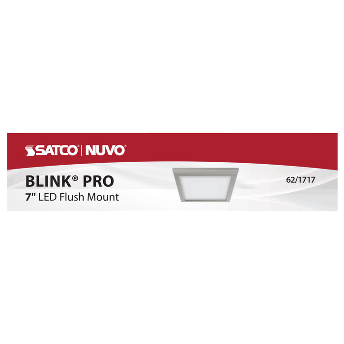 SATCO/NUVO Blink - 11W 7 Inch LED Fixture CCT Selectable 2700K/3000K/3500K/4000K/5000K Square Shape Brushed Nickel Finish 120V (62-1717)