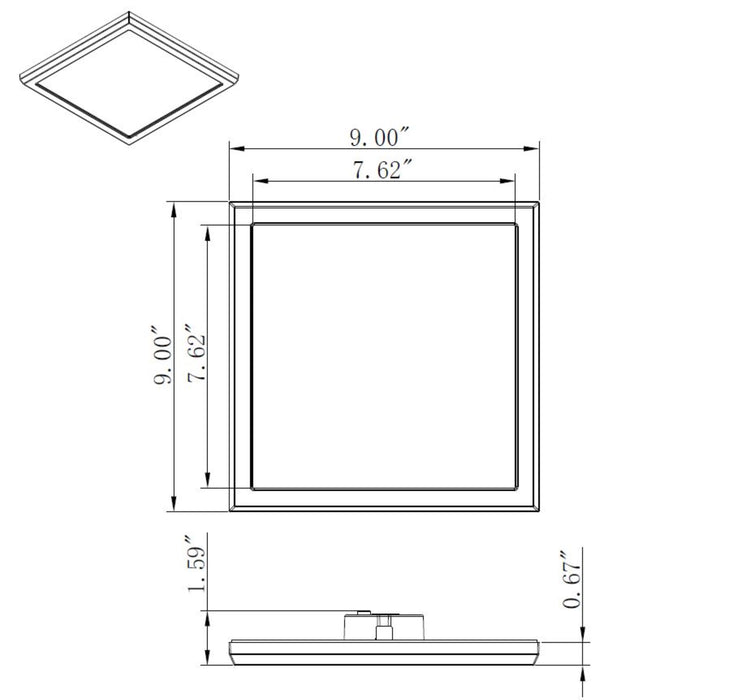 SATCO/NUVO Blink - 13W 9 Inch LED Fixture CCT Selectable 2700K/3000K/3500K/4000K/5000K Square Shape Bronze Finish 120V (62-1726)