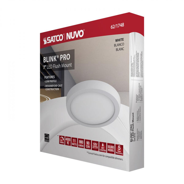 SATCO/NUVO Blink Pro 11W 7 Inch LED Fixture 4000K Round Shape White Finish 120/277V (62-1748)