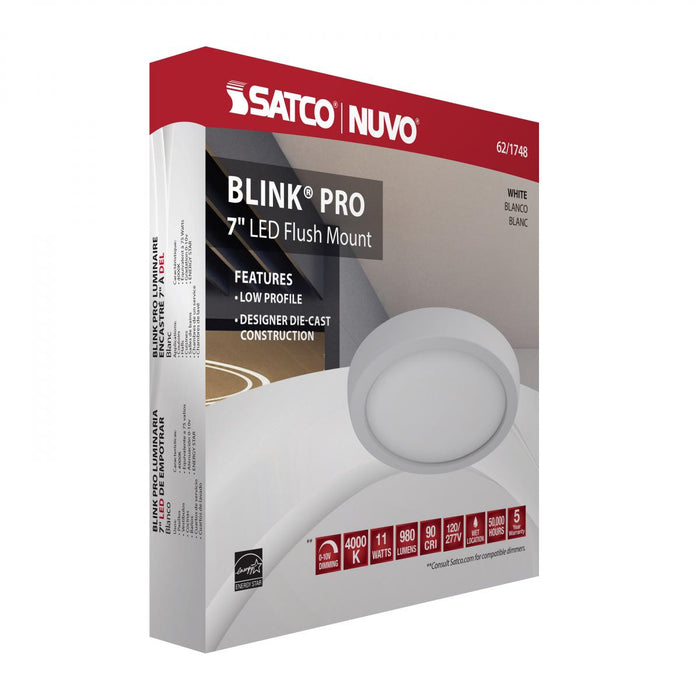 SATCO/NUVO Blink Pro 11W 7 Inch LED Fixture 4000K Round Shape White Finish 120/277V (62-1748)