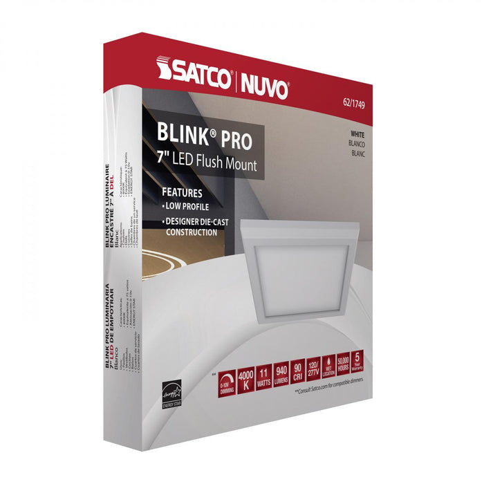 SATCO/NUVO Blink Pro 11W 7 Inch LED Fixture 4000K Square Shape White Finish 120/277V (62-1749)