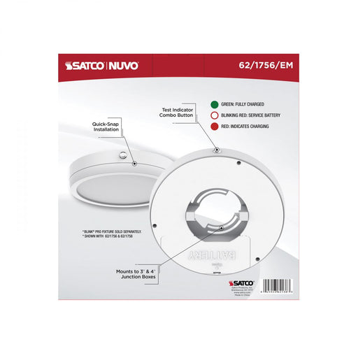 SATCO/NUVO 9 Inch Round BLINK Pro Emergency Battery Backup 120/277V White-Compatible with 120/277V BLINK Pro Models (62-1756-EM)