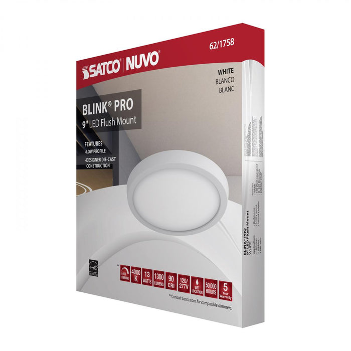 SATCO/NUVO Blink Pro 13W 9 Inch LED Fixture 4000K Round Shape White Finish 120/277V (62-1758)