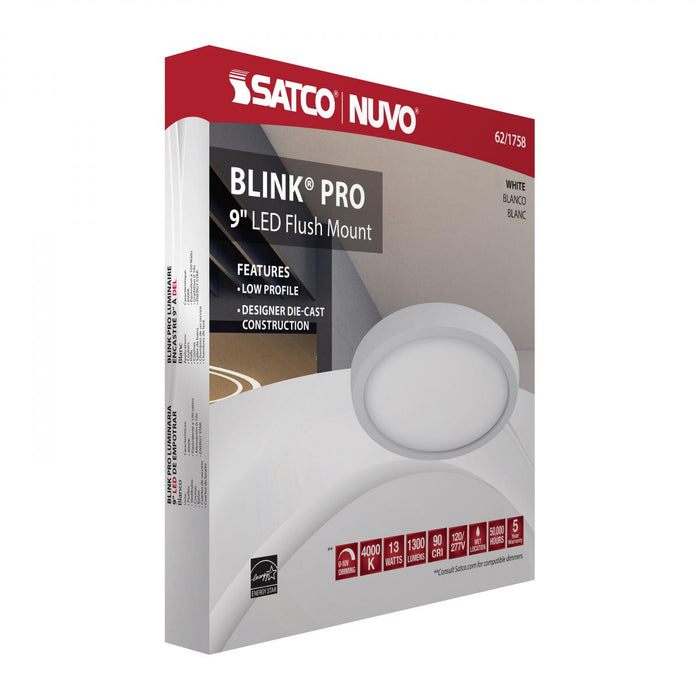 SATCO/NUVO Blink Pro 13W 9 Inch LED Fixture 4000K Round Shape White Finish 120/277V (62-1758)